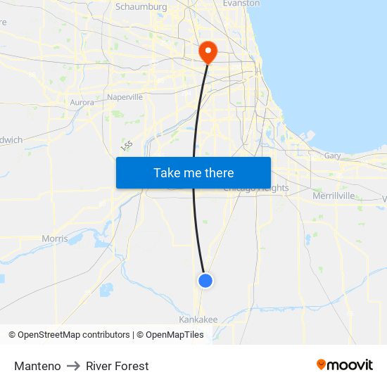 Manteno to River Forest map