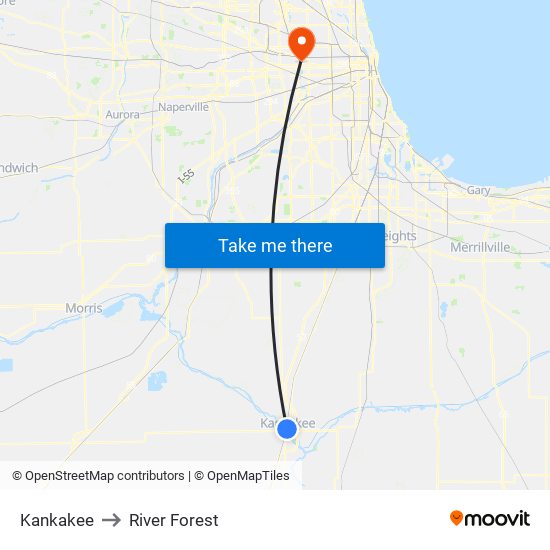 Kankakee to River Forest map