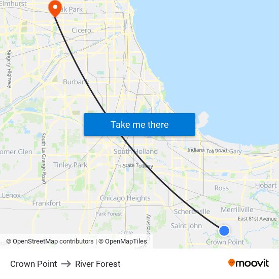 Crown Point to River Forest map