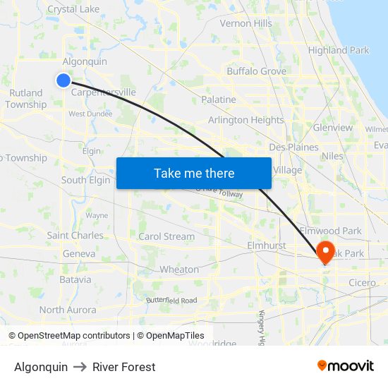 Algonquin to River Forest map