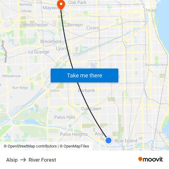 Alsip to River Forest map