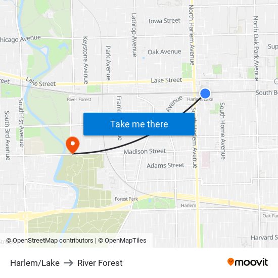 Harlem/Lake to River Forest map