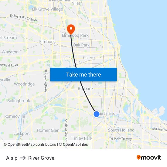 Alsip to River Grove map