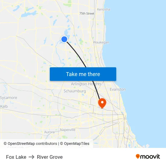 Fox Lake to River Grove map