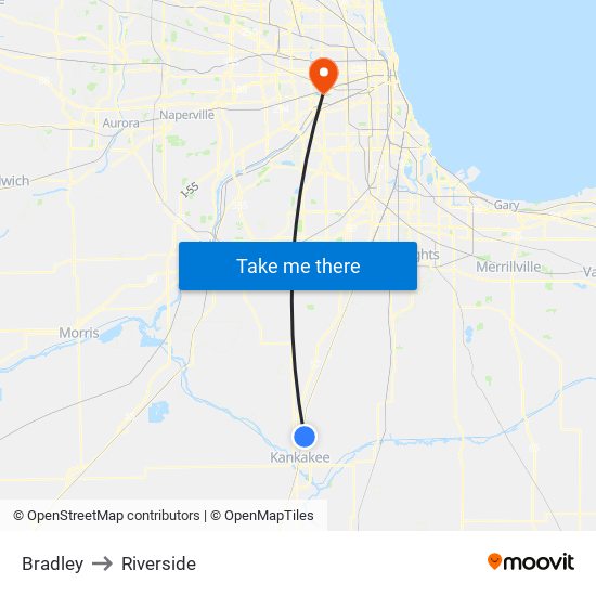 Bradley to Riverside map