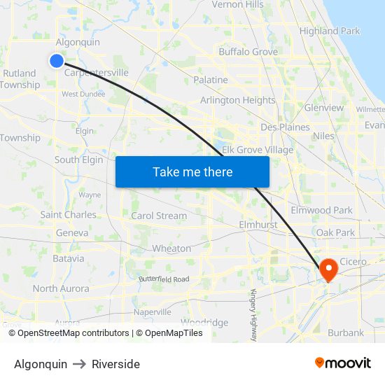 Algonquin to Riverside map