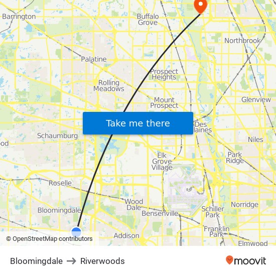 Bloomingdale to Riverwoods map