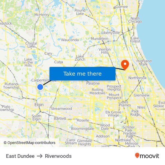 East Dundee to Riverwoods map