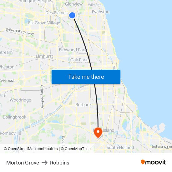 Morton Grove to Morton Grove map