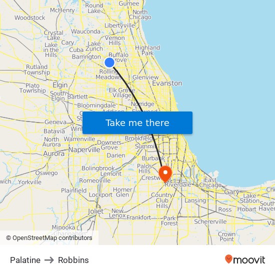 Palatine to Robbins map