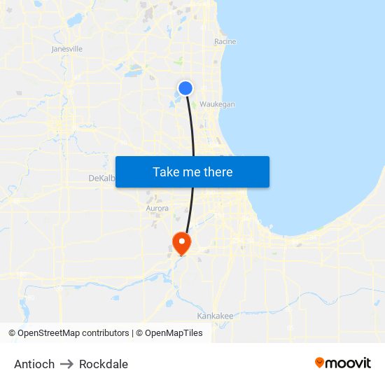 Antioch to Rockdale map