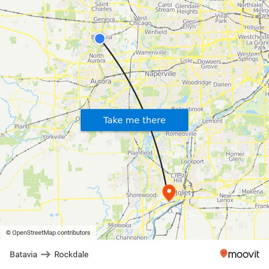 Batavia to Rockdale map