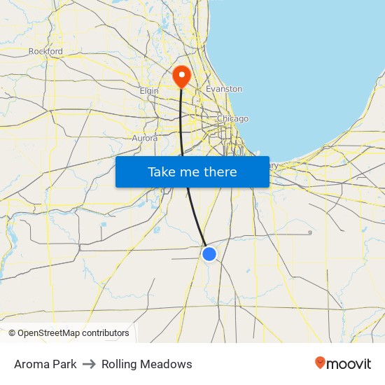 Aroma Park to Rolling Meadows map