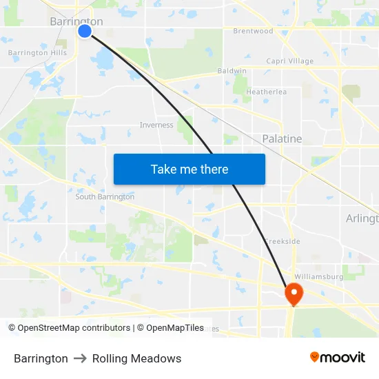 Barrington to Rolling Meadows map