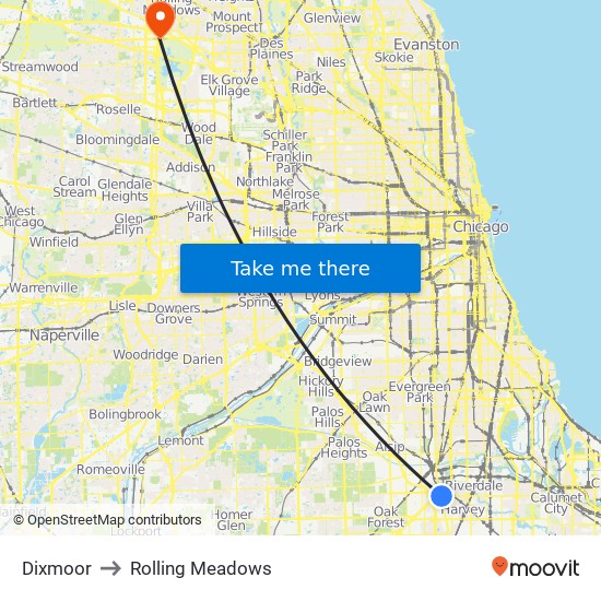 Dixmoor to Rolling Meadows map