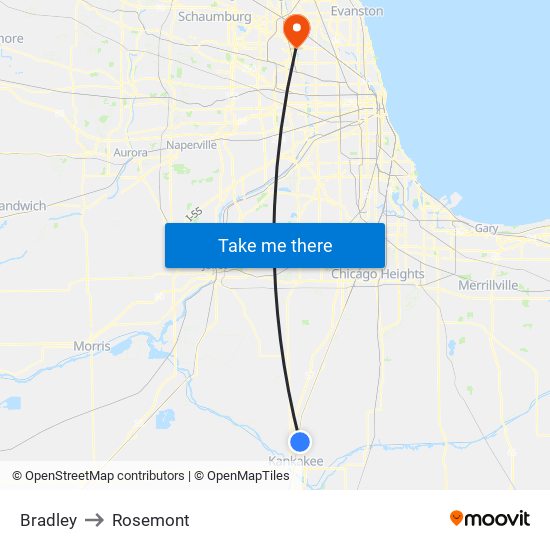 Bradley to Rosemont map