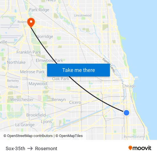 Sox-35th to Rosemont map