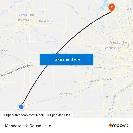 Mendota to Round Lake map