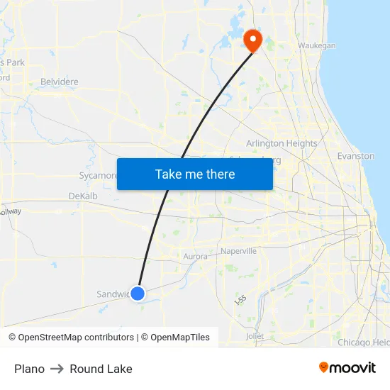 Plano to Round Lake map