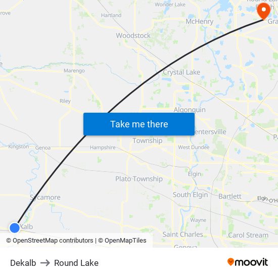 Dekalb to Round Lake map