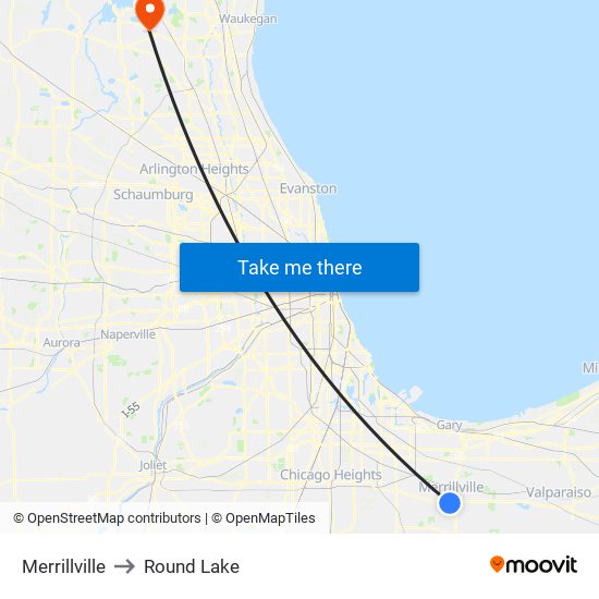 Merrillville to Round Lake map