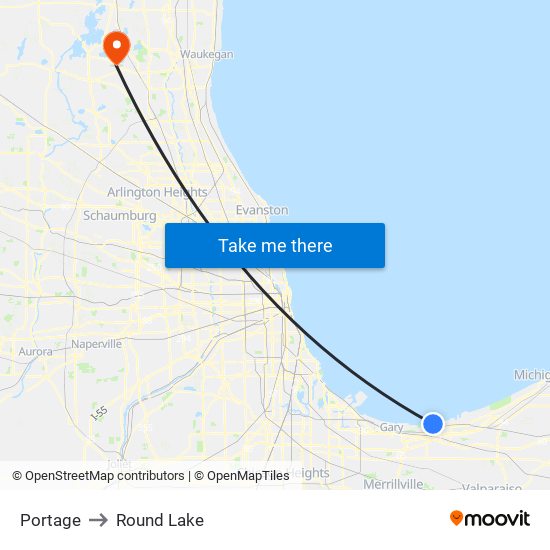 Portage to Round Lake map
