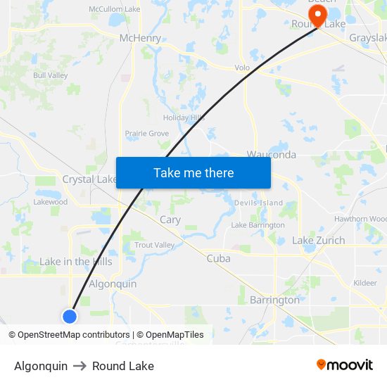 Algonquin to Round Lake map