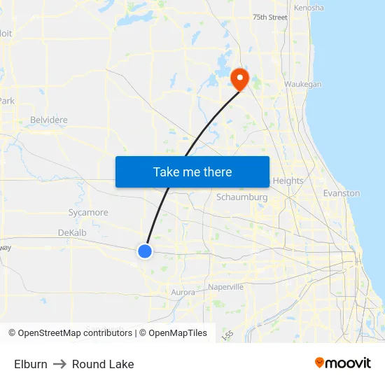Elburn to Round Lake map