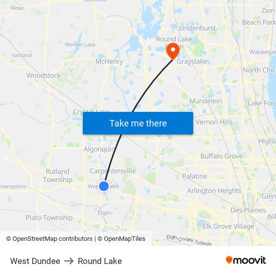 West Dundee to Round Lake map