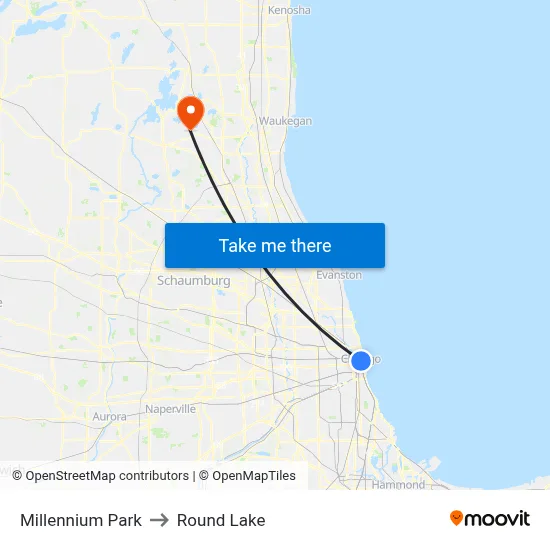 Millennium Park to Round Lake map