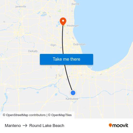 Manteno to Round Lake Beach map