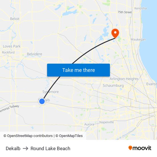 Dekalb to Round Lake Beach map