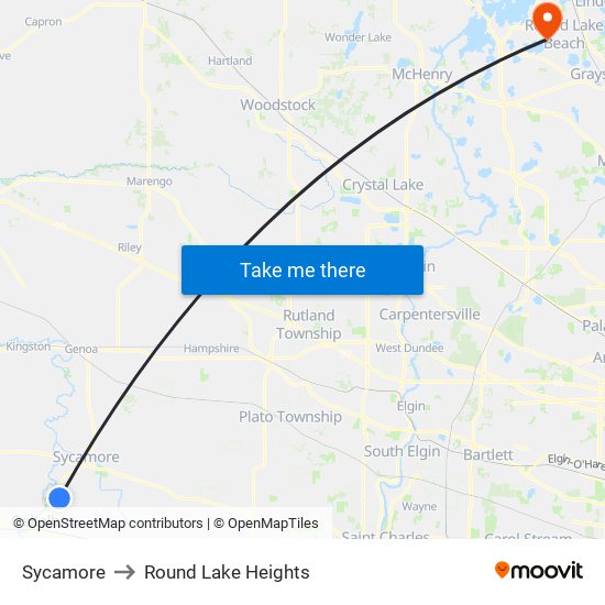 Sycamore to Round Lake Heights map