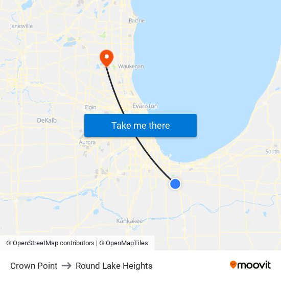 Crown Point to Round Lake Heights map