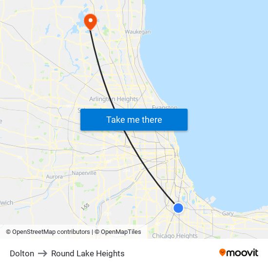 Dolton to Round Lake Heights map