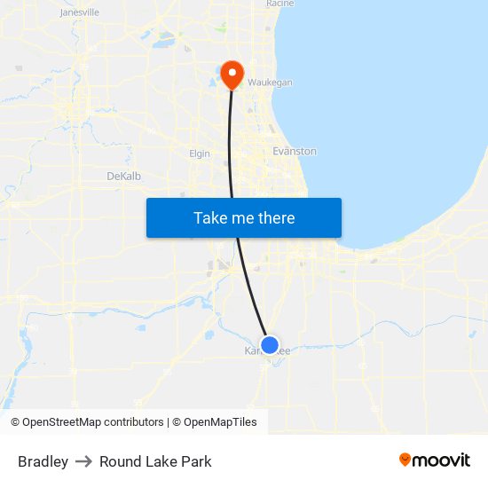 Bradley to Round Lake Park map