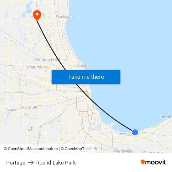 Portage to Round Lake Park map