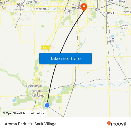 Aroma Park to Sauk Village map