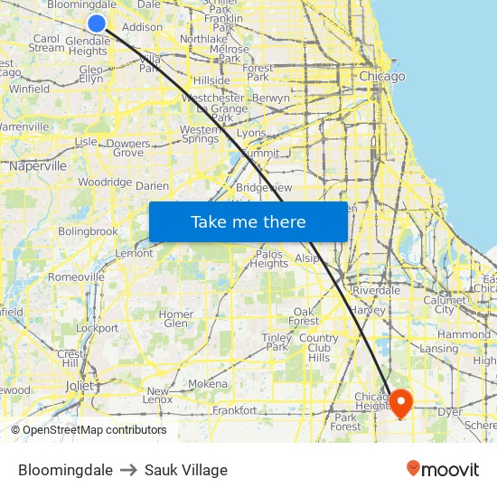 Bloomingdale to Sauk Village map