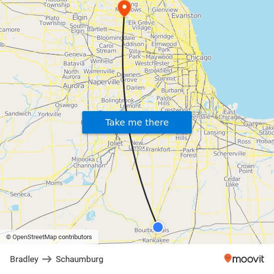 Bradley to Schaumburg map
