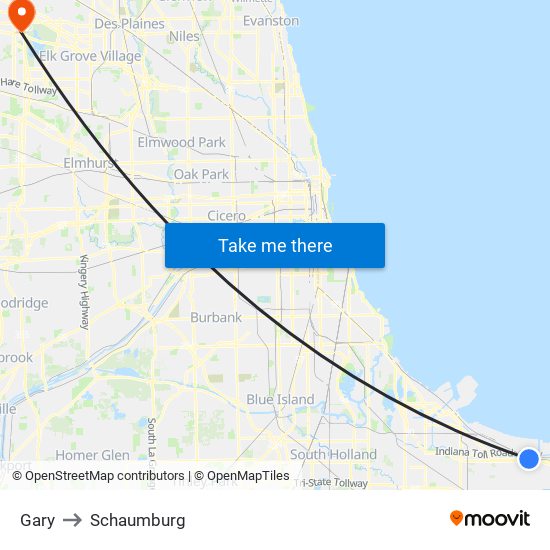 Gary to Schaumburg map