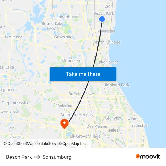 Beach Park to Schaumburg map