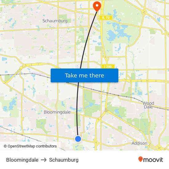 Bloomingdale to Schaumburg map