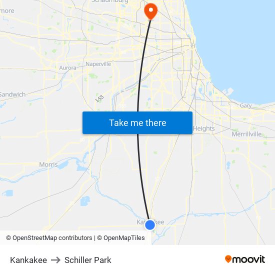 Kankakee to Schiller Park map