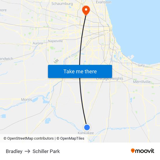 Bradley to Schiller Park map