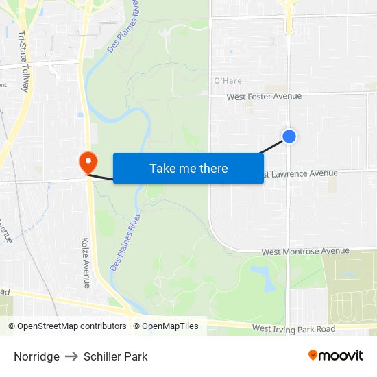 Norridge to Schiller Park map