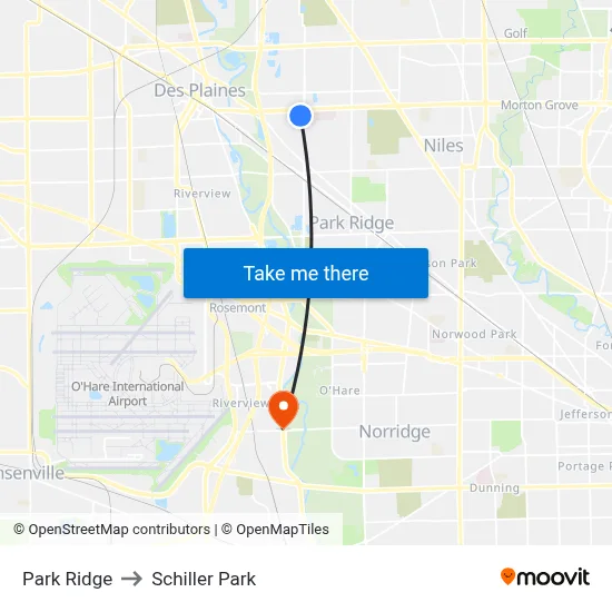 Park Ridge to Schiller Park map