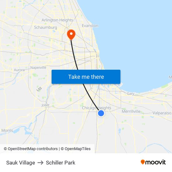 Sauk Village to Schiller Park map