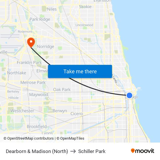 Dearborn & Madison (North) to Schiller Park map