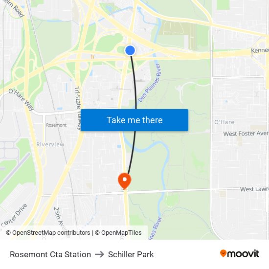 Rosemont Cta Station to Schiller Park map